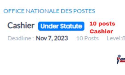 10 Posts for Cashier Office Nationale Des Postes